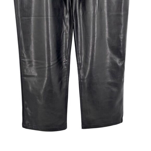 Abercrombie & Fitch The 90s Relaxed High Rise Faux Leather Pants Black Sz14 NWT - Picture 5 of 8